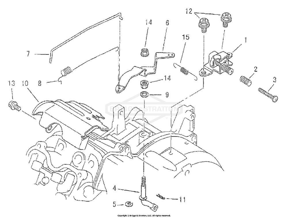 Control/Linkage Diagram and Parts List for 1959-0  Briggs and Stratton Generator